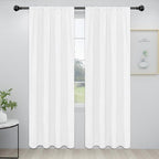 Easy-Going Rod Pocket Blackout Curtains for Bedroom, Room Darkening Window Curtains for Living Room, Thermal Insulated Noise Reduction Solid Window Drapes, 2 Panels(34x84 in, White)