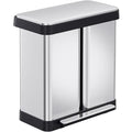 Arlopu 16 Gallon Dual Trash Can, 60L(2x30L) Stainless Steel Kitchen Garbage Can, Step-on Classified Recycle Garbage Bin with Removable Inner Buckets, for Kitchen, Living Room, Office (Silver)