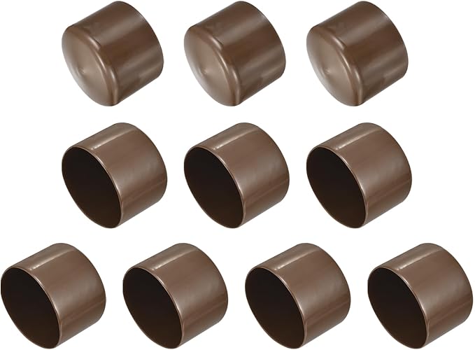 uxcell 10pcs Rubber End Caps 56mm(2 3/16") ID Vinyl Round End Cap Cover Screw Thread Protectors Brown