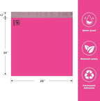 POLYSELLS 200 pcs 24x24 Inches Pink Poly Mailers Shipping Envelopes, Strong Adhesive Sealing, Waterproof, and Tear-resistant Postal Mailing Bags for Clothing, Books, and Accessories