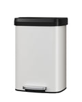 Garvee 13 gal / 50 L Metal Trash Can with Lid, Large Garbage Can for Kitchen, Rustproof Step-on Kitchen Metal Trash Bin with Liner Rim, Rear Handle, Soft Close Plastic Lid, White