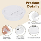 uxcell 5 Pcs 60mm (2.36 Inch) Desk Grommet, Plastic Cable Hole Cover, Wire Cord Cable Organizer for Home Office Computer Desk Cabinet, White