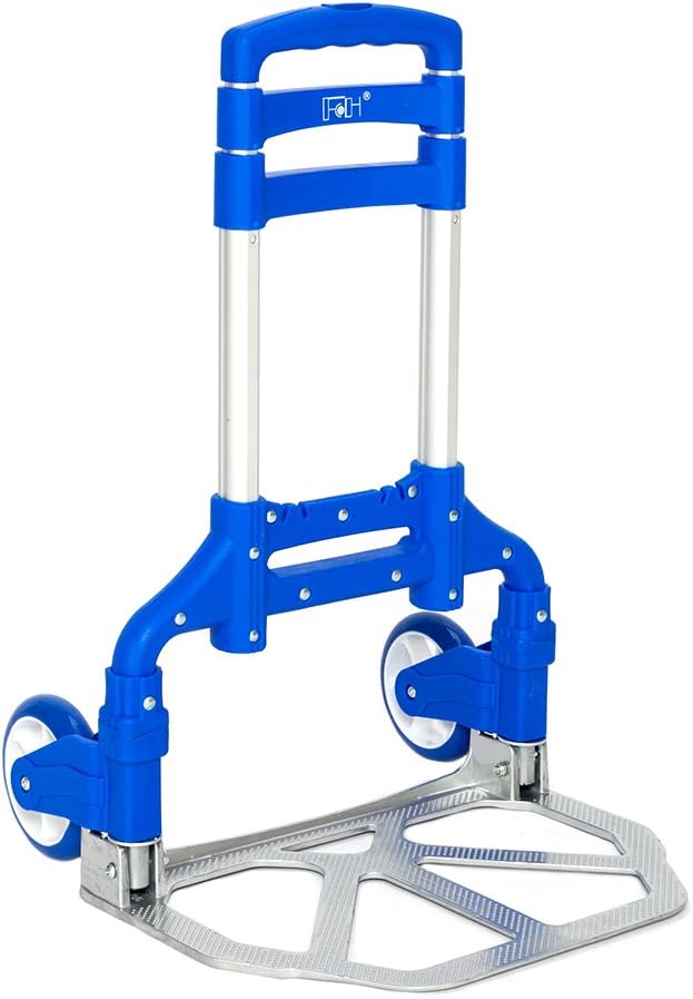 FCH Folding Hand Truck Aluminum Portable Folding Hand Cart 165lbs Capacity Hand Cart and Dolly Ideal for Home, Auto, Office,Travel Use,Blue