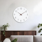 Mosewa Wall Clock 10 Inch Silent Non Ticking Wood Battery Operated Wooden White Modern Office Simple Minimalist Decorative for Kitchen Home Bathroom Living Room