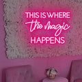 This Is Where The Magic Happens Neon Sign,25inches Custom Beauty Salon Neon Decor,LED Sign for Beauty Room,Pink Beauty Office Sign,Wedding Party Sign
