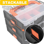 Small Parts Organizer, 6-Compartments Parts Organizer, Stackable, Removable Dividers for Hardware(2 PCS)