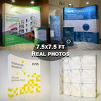 Curved Pop Up Displays 7.5 x 7.5 FT Trade Show Backdrop Display Custom Banner Tradeshow Booth Tension Fabric Pop Up Backdrop for Business/Campuses/Weddings/Corporate
