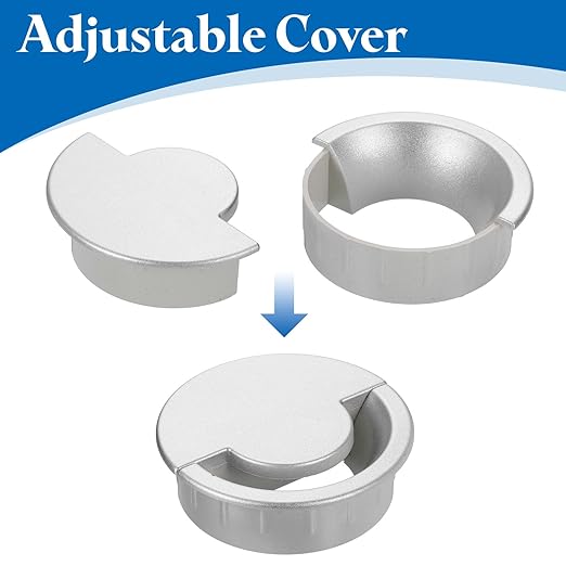 uxcell 6 Pcs Desk Grommet, 60 Mm/2.36 Inch Cable Wire Grommet Organizer, Desk Hole Cover for Home Office Computer Equipment, Silver