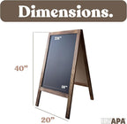 Ilyapa Wooden Sandwich Board Signs Outdoor A Frame Chalkboard Sign with Eraser & Chalk - Magnetic Sidewalk Sign 20x40 - Chalkboard Easel for Restaurant, Business or Wedding