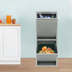 Dual Tilt Out Trash Can Cabinet Waste and Recycling Bin Combo Large Garbage Cans for Kitchen Home Stainless Steel Dog Proof Trash Can Cabinet