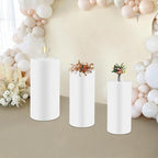 Eapmic Pedestal Stands for Party, Cake Pedestal Stand, Dessert Table Display Plinth Pillars, Sculpture Display Column Decoration Cube for Wedding Birthday (White, Cylinder-3Pcs(27.56"+26"+23.62"))