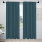 Easy-Going Rod Pocket Blackout Curtains for Bedroom, Room Darkening Window Curtains for Living Room, Thermal Insulated Noise Reduction Solid Window Drapes, 2 Panels(52x84 in, Bluestone)