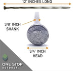 50 Pack Round Metal Landscape & Paver Edging Anchoring Stake, 12-Inch Length - Spiral Bright Spike Timber Nail, Tent Spikes, Camping, Trapping, Landscape, More (50)