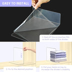 OKPOW Acrylic Shelf Dividers for Closet Organization: 10" Tall X 8.46" Deep Durable 8 Pack Clear Shelves Separators for Clothing Adjustable Purse Organizer