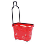Rolling Shopping Baskets, 6PCS Shopping Carts 35L/9.2gal Plastic Rolling Shopping Basket with Wheels and Handle for Carrying and Storing Clothing Groceries (Red)