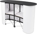 Portable Tradeshow Podium Table, 51.97x15.75x35.43Inch Curved Pop Up Table Foldable Retail Bar Table Reception Desk Speech Stand with Storage Rack for Checkout Exhibition Promotion Retail