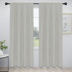 Easy-Going Rod Pocket Blackout Curtains for Bedroom, Room Darkening Window Curtains for Living Room, Thermal Insulated Noise Reduction Solid Window Drapes, 2 Panels(52x84 in, Greyish White)