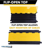 Kable Kontrol Atlas Cable Protector Wire Ramp - 3 Channel Bulk Wholesale Pallet - 20 Pcs - 35” Long Black & Yellow - 24000 Lbs Load Capacity - Rubber Speed Bump Wire Protector Cord Cover - CP9973