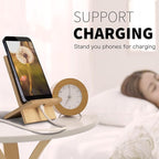 Bamboo Tablet Holder - Adjustable Folding iPad Stand with Charge Port for Desk or Cooking