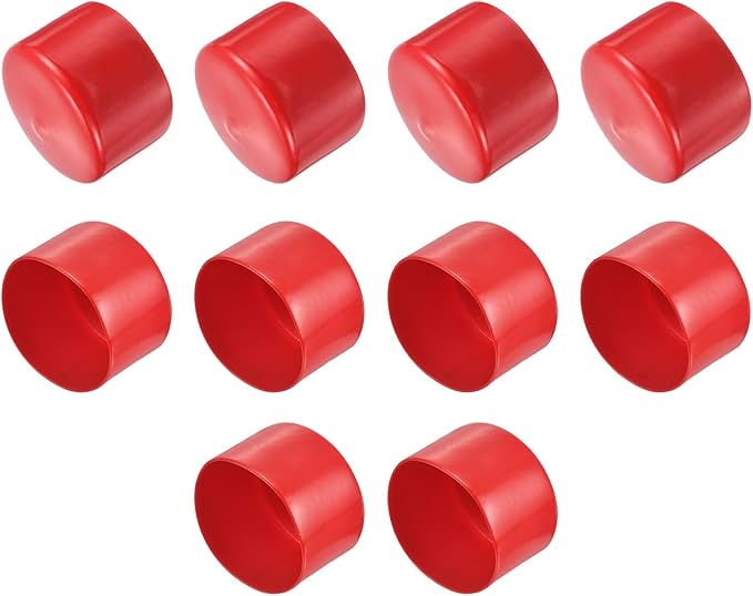uxcell 10pcs Rubber End Caps 75mm ID Vinyl Round End Cap Cover Screw Thread Protector Red