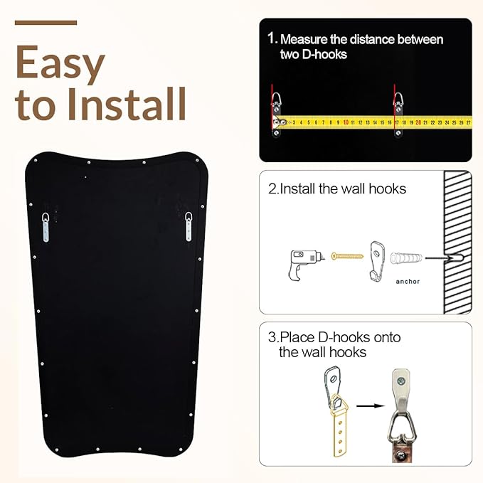 ANDY STAR 30x48 Inch Matte Black Mirror, Modern Bathroom Mirror in Premium Stainless Steel Thin Frame Deep 1", Large Decorative Mirror for Wall (Hangs Vertically Only)