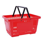 12Pcs 18L Shopping Baskets with Handles, Portable Plastic Retail Grocery Baskets Large Capacity for Stores, Supermarket, Retail, Groceries Shopping (Red)