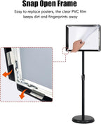 Upgraded Adjustable Sign Stand for Display, Pedestal Floor Signage Stand Holder with Heavy Duty Base, for Outdoor or Indoor Advertising (8.5 x 11, Black)