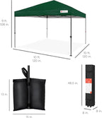 Best Choice Products 10x10ft 1-Person Setup Pop Up Canopy Tent Instant Portable Shelter w/ 1-Button Push, Case, 4 Weight Bags - Forest Green