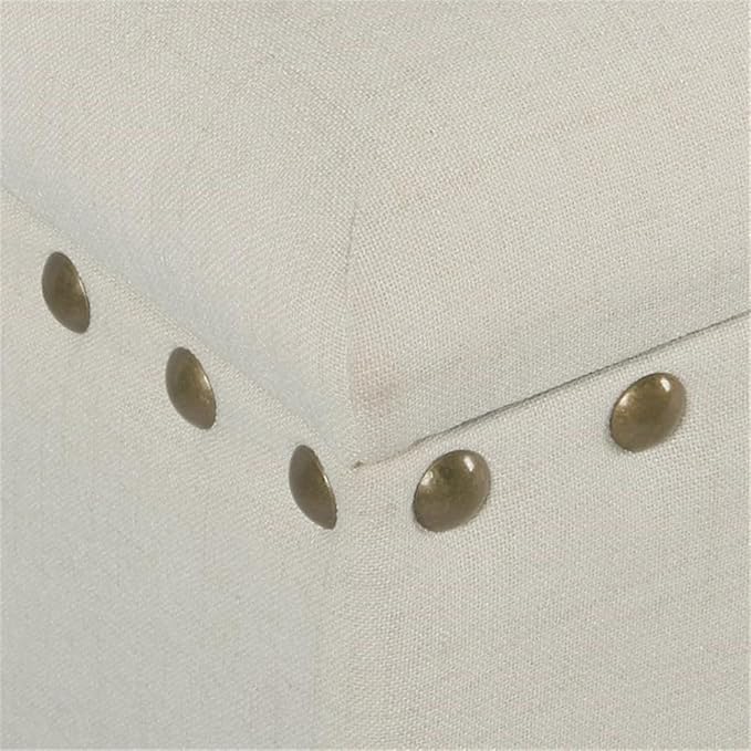HomePop Upholstered Storage Bench with Nailhead Trim – Cream