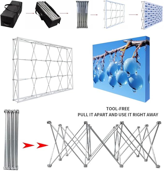 Customize Collapsible Pop Up Display Stand with Tension Fabric Banner for Trade Show Display Backdrop Booth,Exhibition,Conference,Weddings,Parties,Stores 7.5x7.5FT(Frame&Banner)