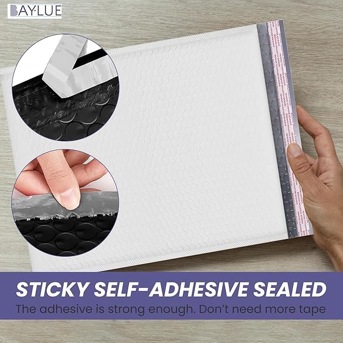 White 12.5x19.5 Inch Large Poly Bubble Mailers #6 | Padded Envelopes with Self Seal | Air Lined Cushioned Bubble Mailer | Usable Size 12.5x15 | 100 Pack Bulk | Lightweight shipping Bags | Made in USA