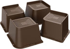 Bed Risers 2 inch, 3 inch, 4 inch, 6 inch or 8 inch Heavy Duty Furniture Risers, Up to 6000 Lbs L Shaped Design Bed Lifts Blocks for Couch Desk Sofa Table (Dark Brown 4 Pack, 4 Inch)
