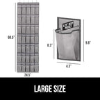 GORILLA GRIP Over the Door Shoe Organizer, 35 Large Breathable Mesh Pockets, Space Saving Hanging Storage Holder, 5 Hook Closet Rack Hanger, Hangs on Closets for Shoes, Accessories 68.5H x 24.5W Gray