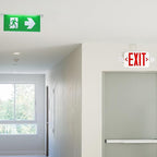 Gruenlich LED Exit Sign Combo with Emergency Lights, Adjustable Heads, Battery Backup, UL 924 Qualified, AC 120-277V, Commercial Emergency Exit Light for Business- 6 Pack