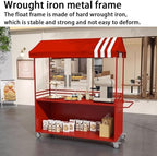 MATISUN Portable Vendor Cart with Canopy, Mobile Food Cart with Lockable Wheels for Market, Street Food & Events (White)