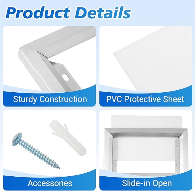 Blulu HPD Inspection Frame Heavy Duty Elevator Certificate and Notice Frame Interior Stainless Steel Holder for Elevator Interiors Commercial Public Use(Silver,5.5×8.5 Inches)