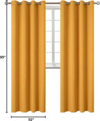 BGment Room Darkening Curtains 95 Inches Long - Grommet Thermal Insulated Drapes Window Treatment Curtains for Bedroom, 2 Panels, 52 x 95 Inch, Mustard Yellow