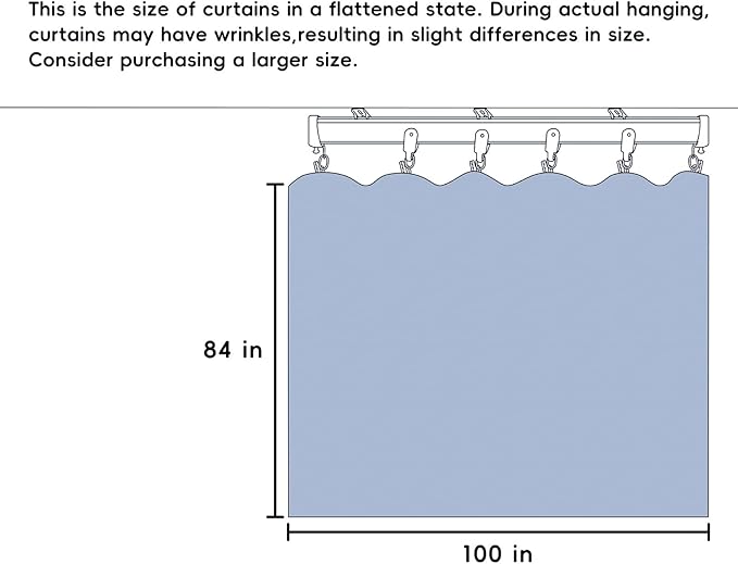 Room Divider Curtains Total Blackout Privacy Curtain Panel Room Thermal Insulated Noise Reduction Curtains for Bedroom Window Living Room Ceiling Track Curtain W 8.3 ft × H 7 ft Black