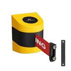 Crowd Control Warehouse - CCW Series WMB-220 Magnetic Wall Mount Retractable Belt Barrier - 15 Foot, Red with"NO Parking" White Letters Belt with Yellow ABS Case