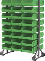 Akro-Mils 30235 AkroBins Plastic Storage Bins, Space-Saving Stackable Bins for Garage, Pantry, Craft Organization, 11" x 11" x 5", Green, 6-Pack