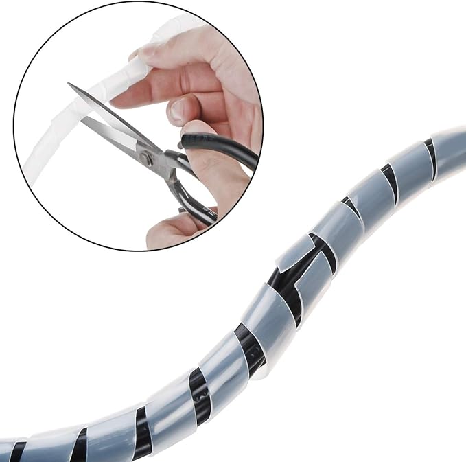 33FT XHF 5/16" Clear Spiral Cable Wrap 8mm(Wrapping Range:6mm-60mm) Cord for Computer Electrical Wire Organizer Sleeve Hose RoHS