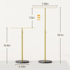 Gold Necklace Holder Jewelry Organizer Stand – Adjustable Height T‑Bar Jewelry Display with Dark Gray Marble Base, Necklace & Bracelet Holder, Countertop Jewelry Stand