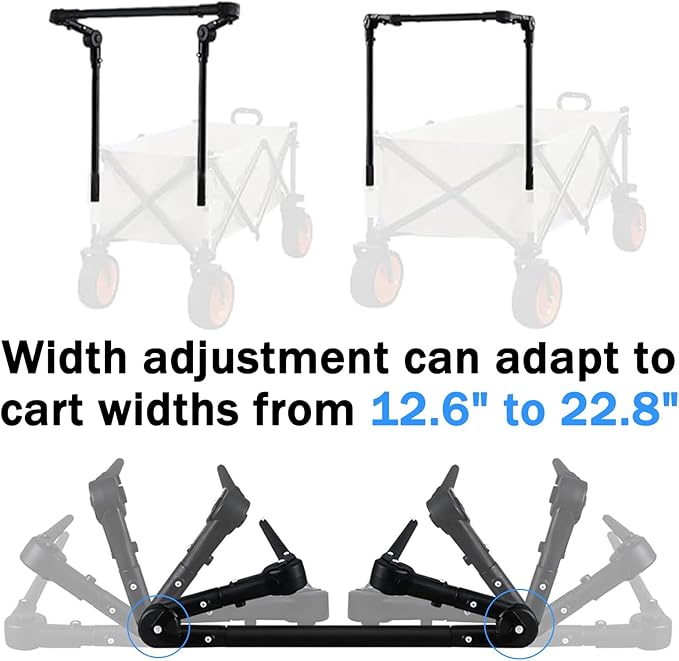 Camper Wagon Push Handle Attachment - Foldable Garden Carts Replacement for Outdoor Grocery Trolley, Not Include Cart