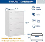 Lateral File Cabinet with Lock, 4 Drawer Large Metal Filing Cabinet,Home Office Lockable Storage Cabinet for Hanging Files Letter/Legal/F4/A4 Size-Assembly Required