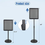 HUAZI 3PACK Sign Stand Holder Floor Sign Holder with Base for 8.5x11 inches,Both Vertical & Horizontal View Displayed,Snap-Open Frame with Safety Corner for School Church,Black