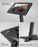 Tablet Floor Stand - 360 Swivel Compatible with 10.2" iPad 7 8 9 Gen, Anti-Theft, Key Lock, All Metal Floor Kiosk Stand