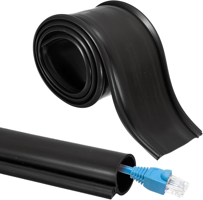MECCANIXITY 3.3ft Cable Management Sleeve, 1 Inch ID Flexible Cord Wires Hider Cover Insulation Snap-fit Protector for Substation, High-Voltage Electrical Networks, Black