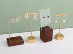 GemeShou Gold Metal 2pcs T Bar Earring Retail Display Stand for show, Tabletop Jewelry Tower Holder for Girl Women【Gold-Hexagon Base 2pcs Height 4.5" and 5.3"】