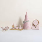GemeShou Velvet bracelet display stand for selling, pink jewelry bangle holder with golden base, felt bracelet storage organizer for nightstand home decor【Bracelet holder-pink】