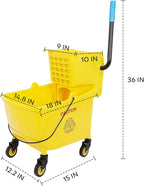 FAHKNS Commercial Mop Bucket with Wringer, 35 Quart Industrial Mop Bucket with Commercial Mop, [No Need to Change Water Frequently], Mop and Bucket Set
